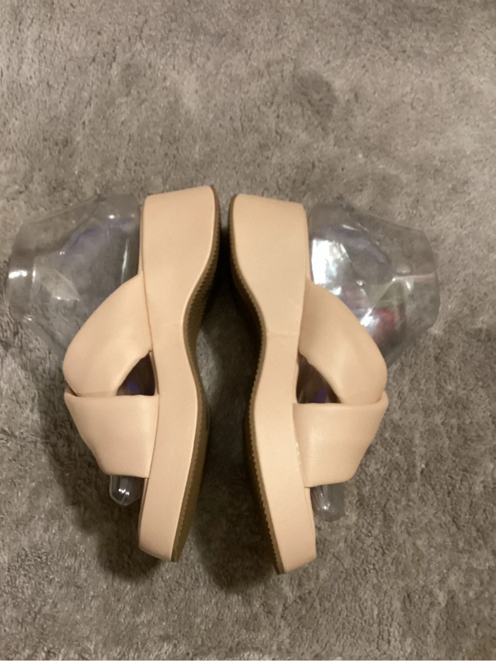 Neutral Cross-Band Slide Sandals - Women's Beige